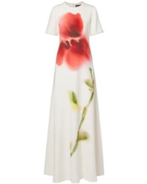 Monique Lhuillier Floral Gown - White