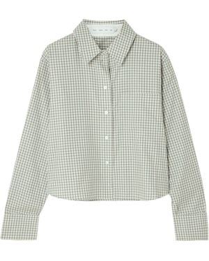 Proenza Schouler Cropped Checked Cotton-Poplin Shirt - Grey