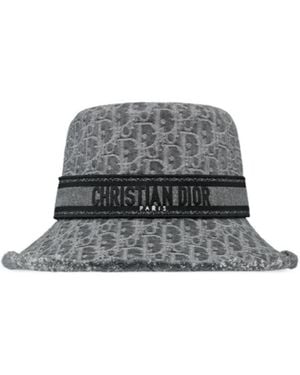Dior D-Bobby Oblique Small-Brim Bucket Hat - Gray
