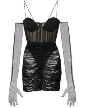 Alex Perry Ruched Sheer Bustier Dress - Black