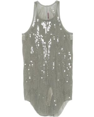Rick Owens Sequi- Embellished Top - Grey