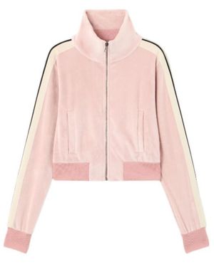 Palm Angels Logo Chenille Crop Track Jacket - Pink