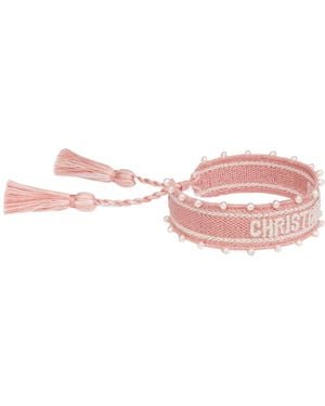 Dior Embroidery And Resin Pearl Bracelet - Pink