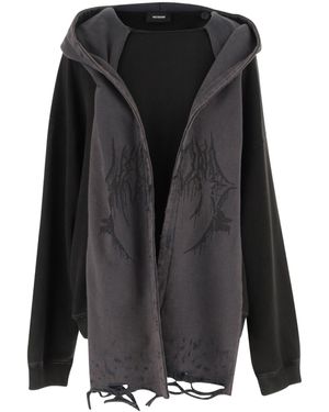 we11done Distressed-Effect Hoodie - Black