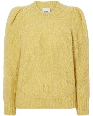 Isabel Marant Emma Gathered Wool-Blend Bouclé Jumper - Yellow