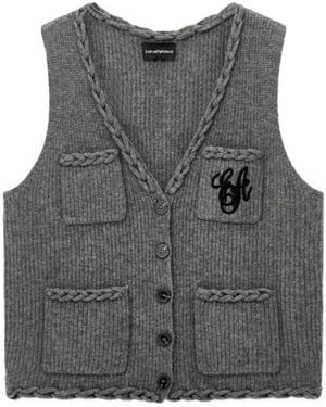 Emporio Armani V-Neck Knitted Vest - Grey