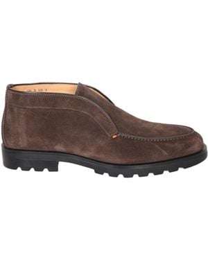 Santoni Round Toe Slip-On Loafers - Brown