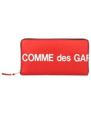 Comme des Garçons Comme Des Garçons Wallet Logo Printed Zipped Wallet - Red