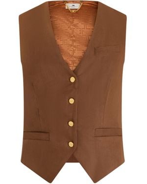 Elisabetta Franchi V-Neck Vest - Brown