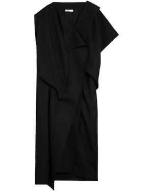 The Row Draped Asymmetrical Midi Dress - Black