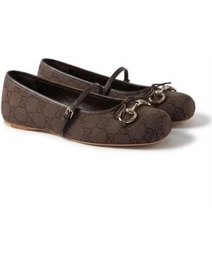 Gucci Horsebit" Ballet Flats - Brown