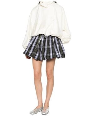 Patou Tartan-Print Bubble-Hem Skirt - Black