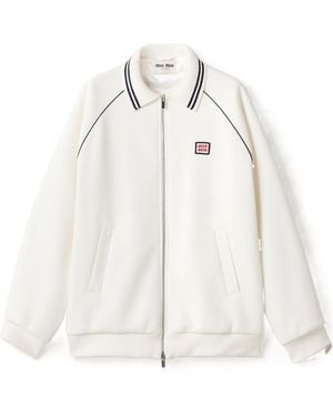 Miu Miu Bonded Cotton Piqué Blouson Jacket - White