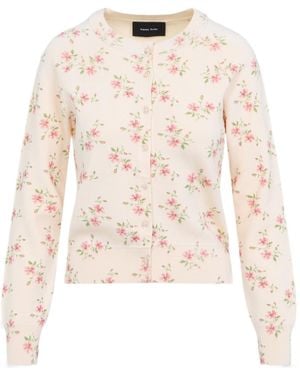 Simone Rocha Shrunken Floral Cardigan - Natural