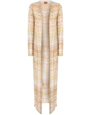 Missoni Long Chevron Knit Cardigan - Natural