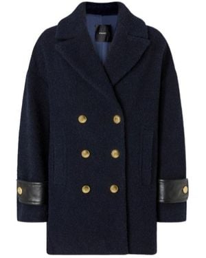 Pinko Double-Breasted Embellished-Cuff Coat - Blue