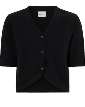 LeKasha Vneck Cropped Knit Cardigan - Black