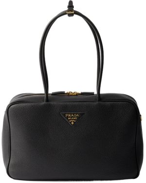 Prada Zip-Up Top Handle Bag - Black