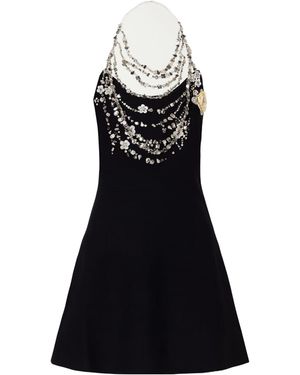 Oscar de la Renta Crystal-Embellished Crepe Mini Dress - Black
