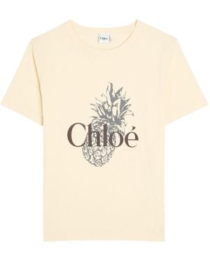 Chloé Print Cotton Short-Sleeve T-Shirt - Natural
