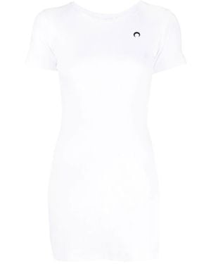 Marine Serre Ribbed T-Shirt Dress - White