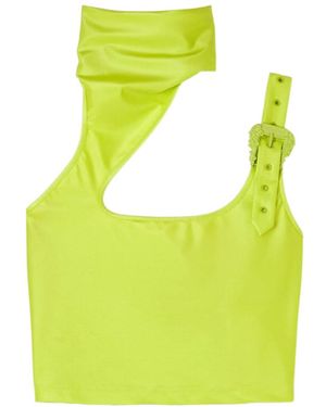 Versace Jeans Couture Couture Baroque Buckle Embellished Cropped Top - Green
