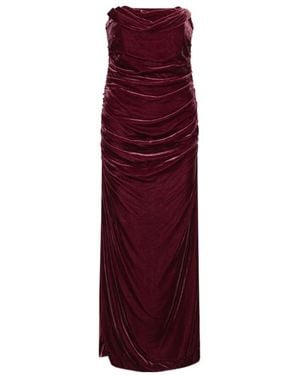 ROTATE BIRGER CHRISTENSEN Silk Velvet Ruched Dress - Purple