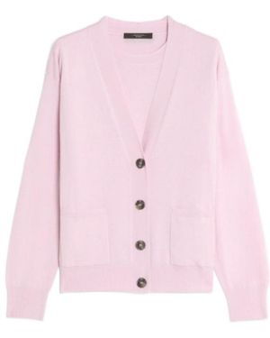Weekend by Maxmara V-Neck Long-Sleeved Jumper - Pink