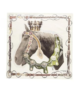 Acne Studios Horse-Print Silk Scarf - White