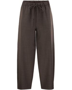 Antonelli Drawstring Wide-Leg Pants - Gray