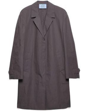Prada Single-Breasted Double Poplin Coat - Gray