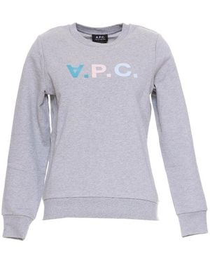 A.P.C. Logo Printed Crewneck Sweatshirt - Blue
