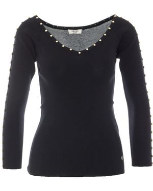 Liu Jo V-Neck Knit Top - Black