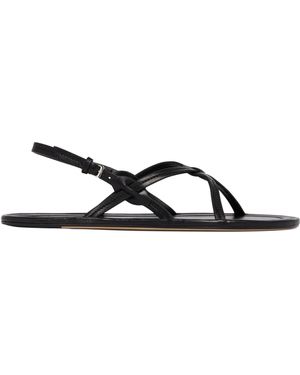 The Row Round-Toe Flat Sandals - Black
