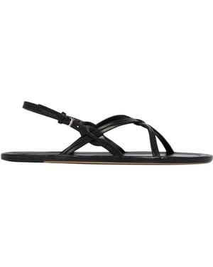 The Row Round-Toe Flat Sandals - Black