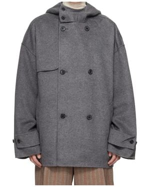 JW Anderson Double-Breasted Hooded Jacket - Grey