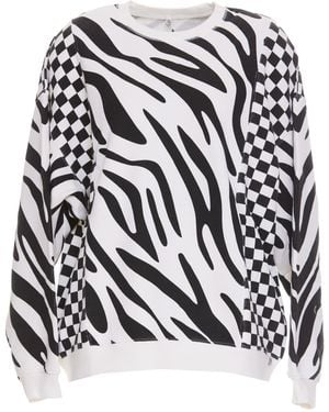 R13 Tiger Stripe Checkerboard Pattern Sweatshirt - White