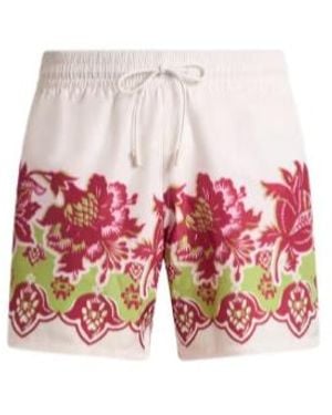 Etro Floral Printed Drawstring Swim Shorts - White