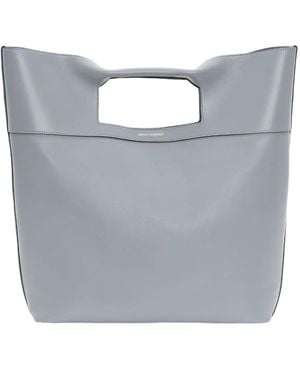 McQueen Logo Printed Bow-Detailed Tote Bag - Grey