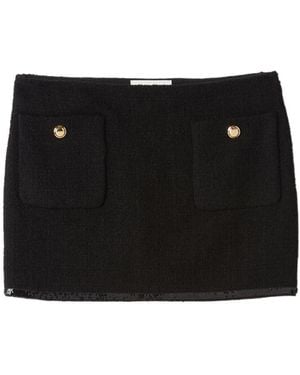 Miu Miu Logo-Patch Sequin-Trim Mini Skirt - Black