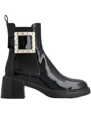 Roger Vivier Viv' Rangers Strass Buckle Chelsea Ankle Boots - Black