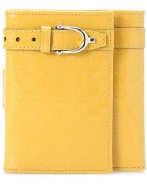 Gucci Double Folded Embossed Purse - Yellow