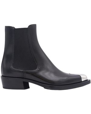 McQueen Pointed Toe Ankle-Top Boots - Blue