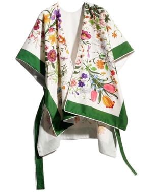 Gucci Printed Cotton Cape Dress - Green