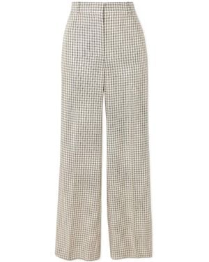 Theory Gingham-Check Straight-Leg Trousers - Grey