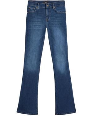 7 For All Mankind Faded-Effect Embroidered Jeans - Blue