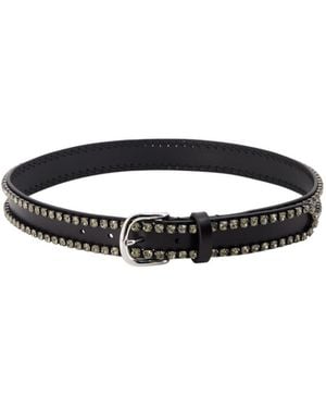 Isabel Marant Sparkling Rhinestone Leather Belt - White