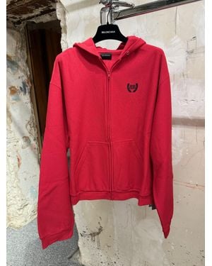 Balenciaga Laurel Classic Zip-Up Hoodie Regular Fit - Red
