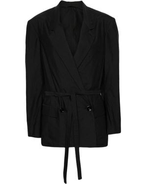 Lemaire Double-Breasted Belted Tailored Blazer - Black