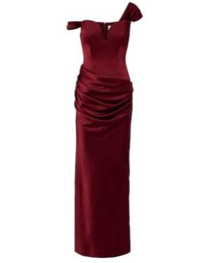 Alex Perry Draped Crêpe Satin Bustier Gown - Red